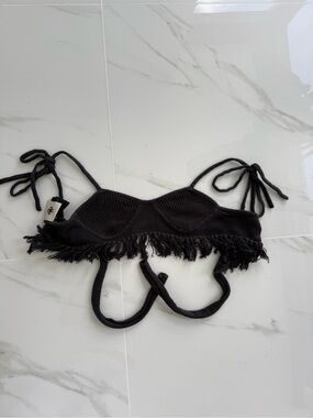 The Garmet Fringe Knit Bustier Top, S